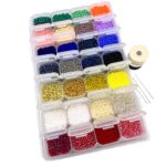 Super Kit : 28 Mostacilla Checas + Organizador + 2 hilos+ aguja - Imagen 2